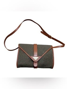 Yves Saint Laurent Textured Shoulder Bag with Brown Leather Trim-Preowned